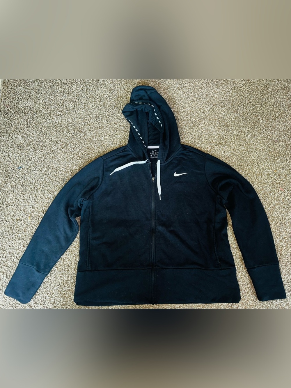 Nike Dri-FIT Men’s Full Zip Hoodie Jacket Black Size Large Athletic Activewear